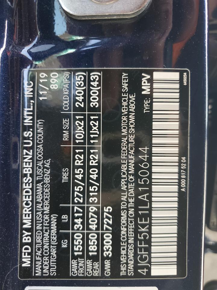 2020 Mercedes-Benz Gls 450 4Matic VIN: 4JGFF5KE1LA150644 Lot: 90735715