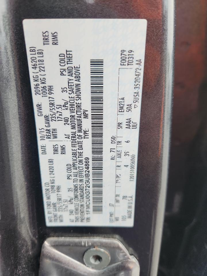 2016 Ford Escape Se VIN: 1FMCU0G72GUB24869 Lot: 92588665