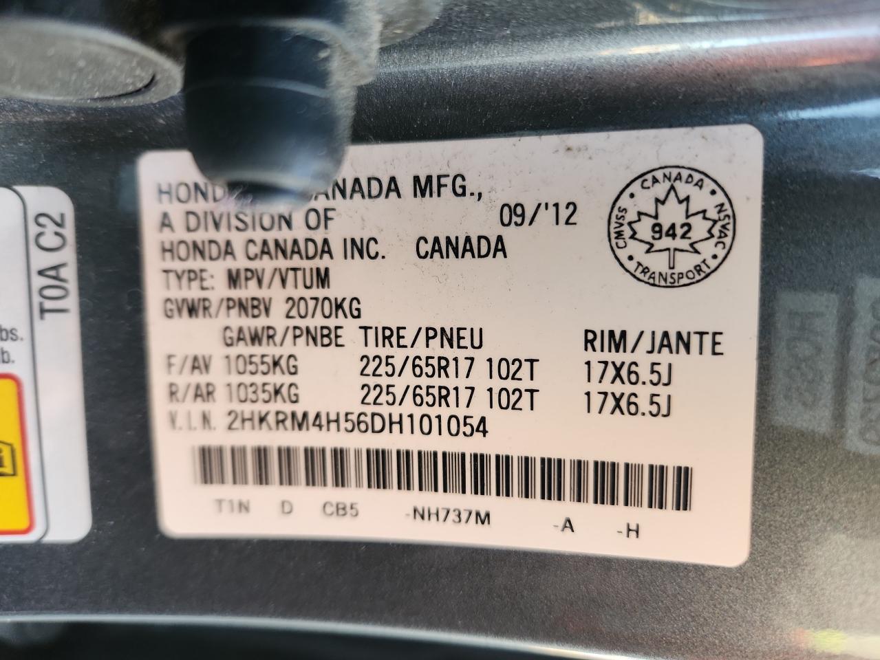 2013 Honda Cr-V Ex VIN: 2HKRM4H56DH101054 Lot: 90099365