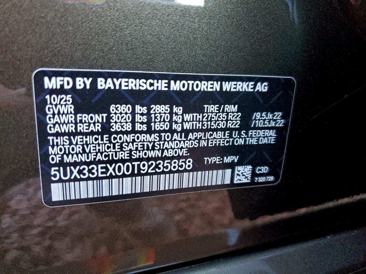 5UX33EX00T9235858 2026 BMW X6 xDrive40I