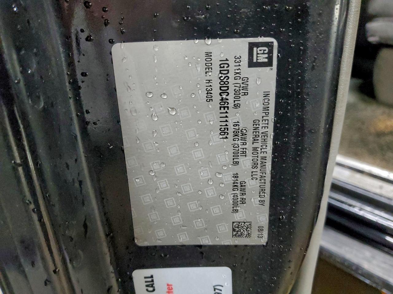 2014 GMC Savana Rv G1500 3Lt VIN: 1GDS8DC46E1111561 Lot: 94372145