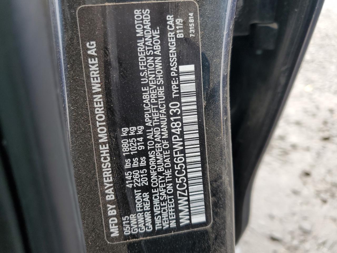 2015 Mini Cooper S Countryman VIN: WMWZC5C56FWP48130 Lot: 90758365