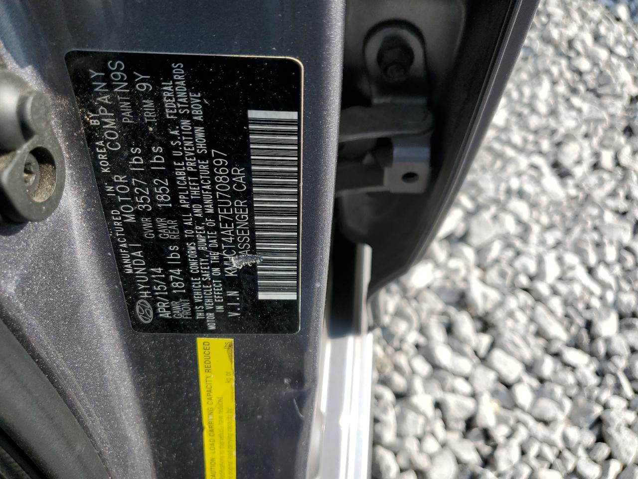 2014 Hyundai Accent Gls VIN: KMHCT4AE7EU708697 Lot: 93750405