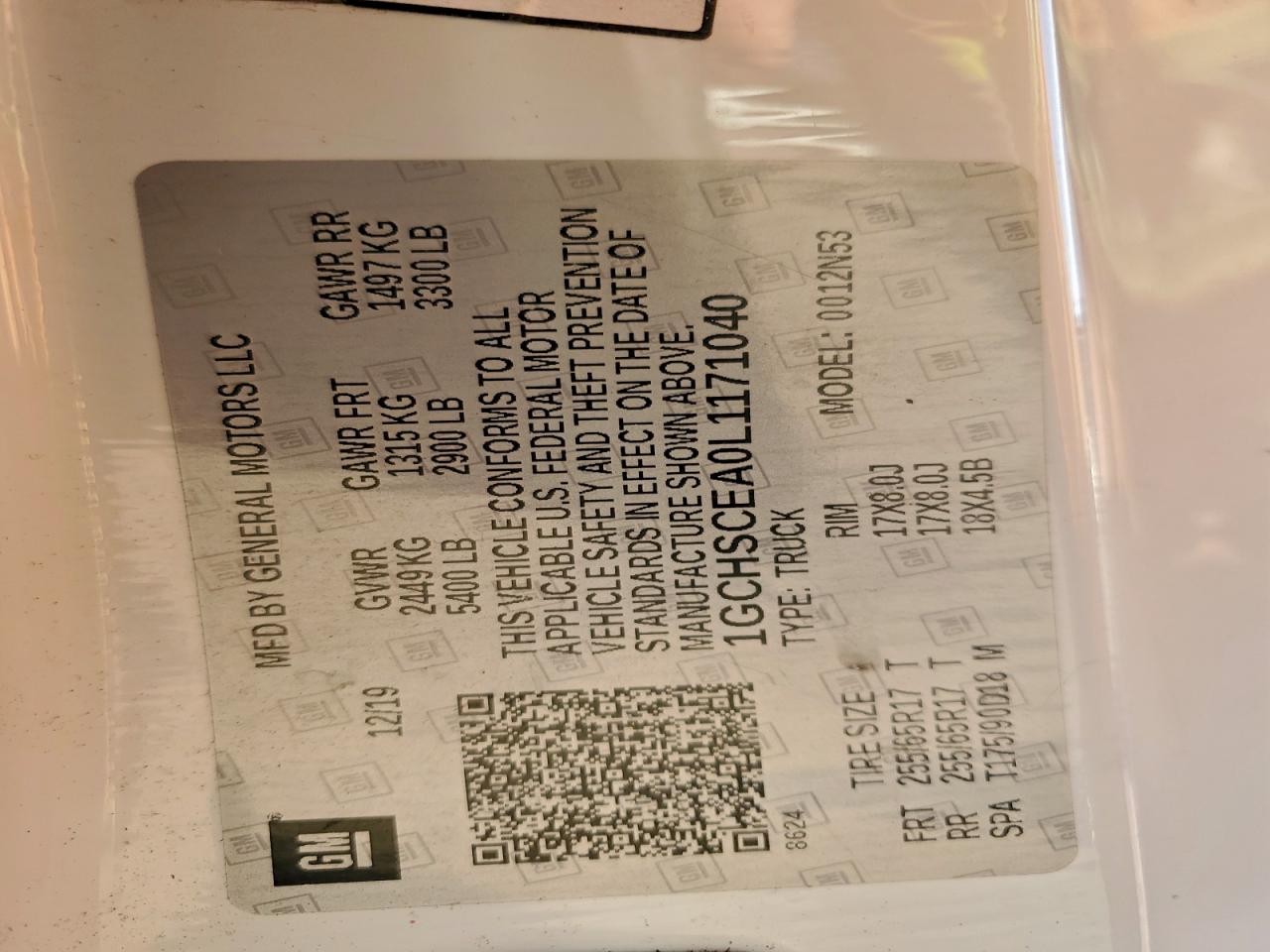 2020 Chevrolet Colorado Lt VIN: 1GCHSCEA0L1171040 Lot: 94084465