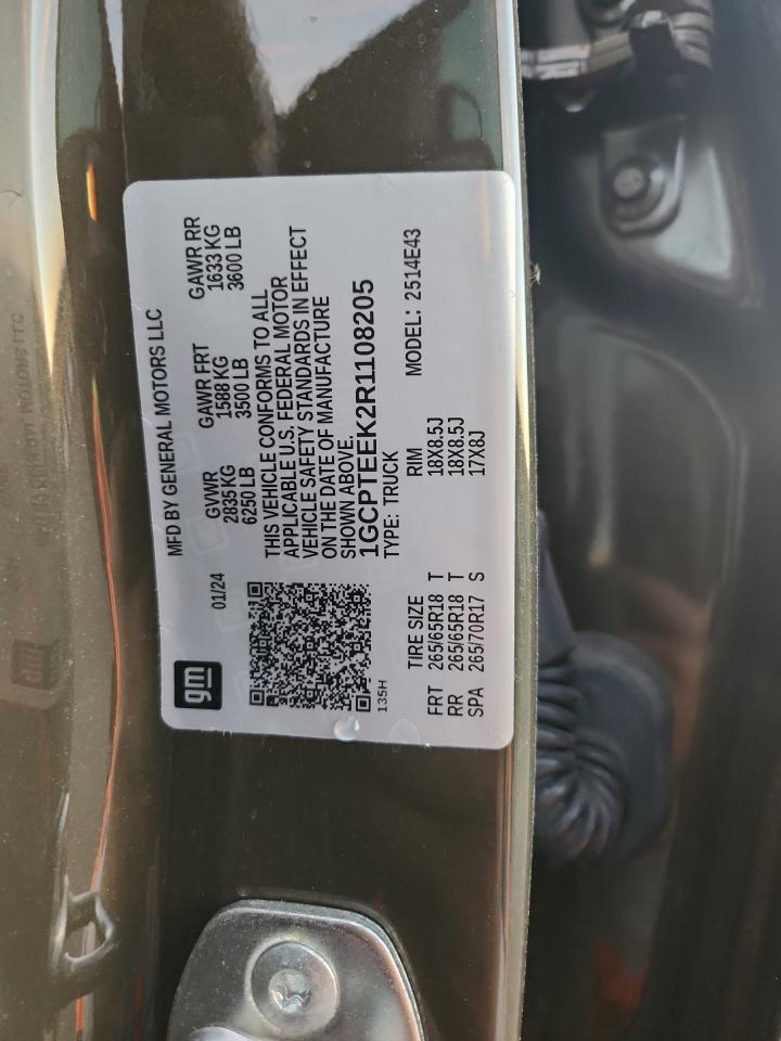 2024 Chevrolet Colorado Trail Boss VIN: 1GCPTEEK2R1108205 Lot: 91105485