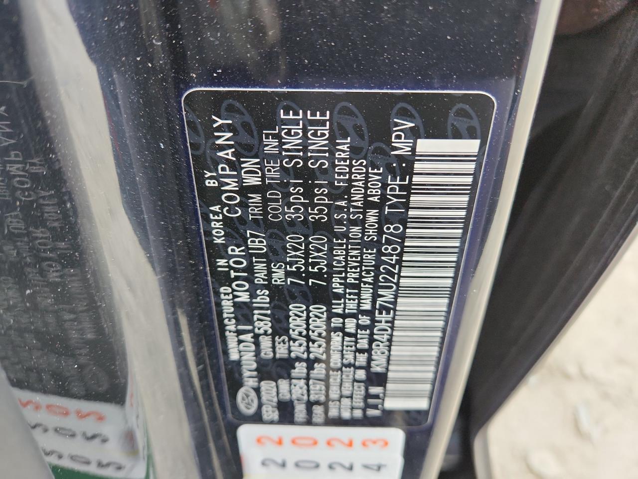 2021 Hyundai Palisade Sel VIN: KM8R4DHE7MU224878 Lot: 91261105