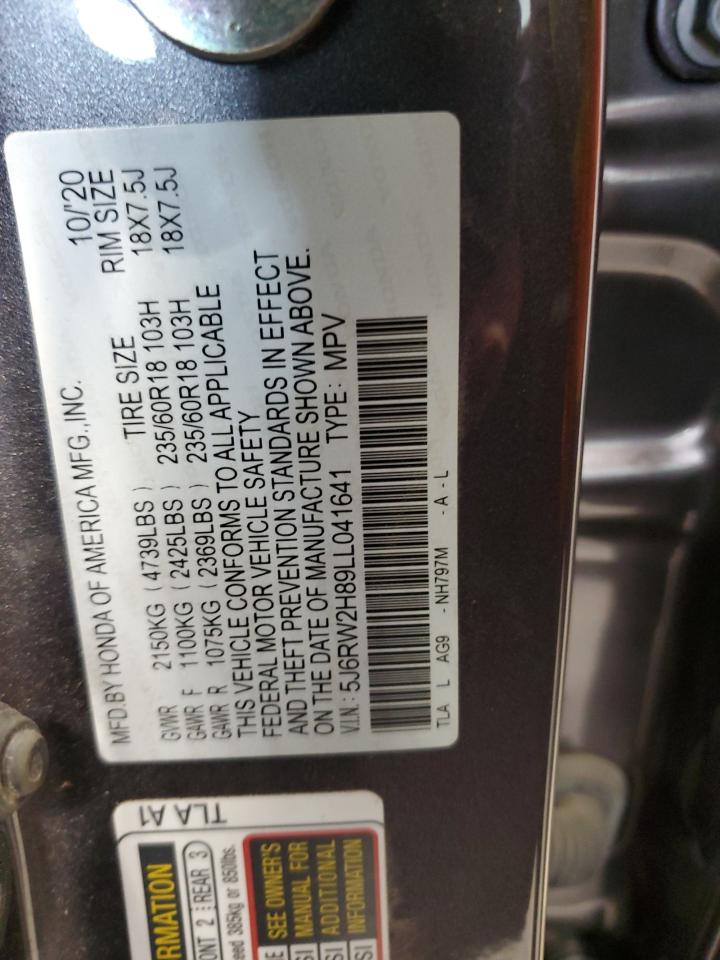 2020 Honda Cr-V Exl VIN: 5J6RW2H89LL041641 Lot: 93214265