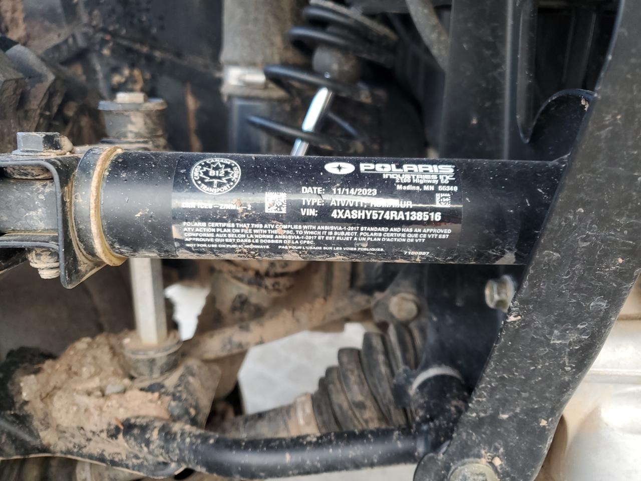 2024 Polaris Sportsman Trail 570 VIN: 4XASHY574RA138516 Lot: 93239565