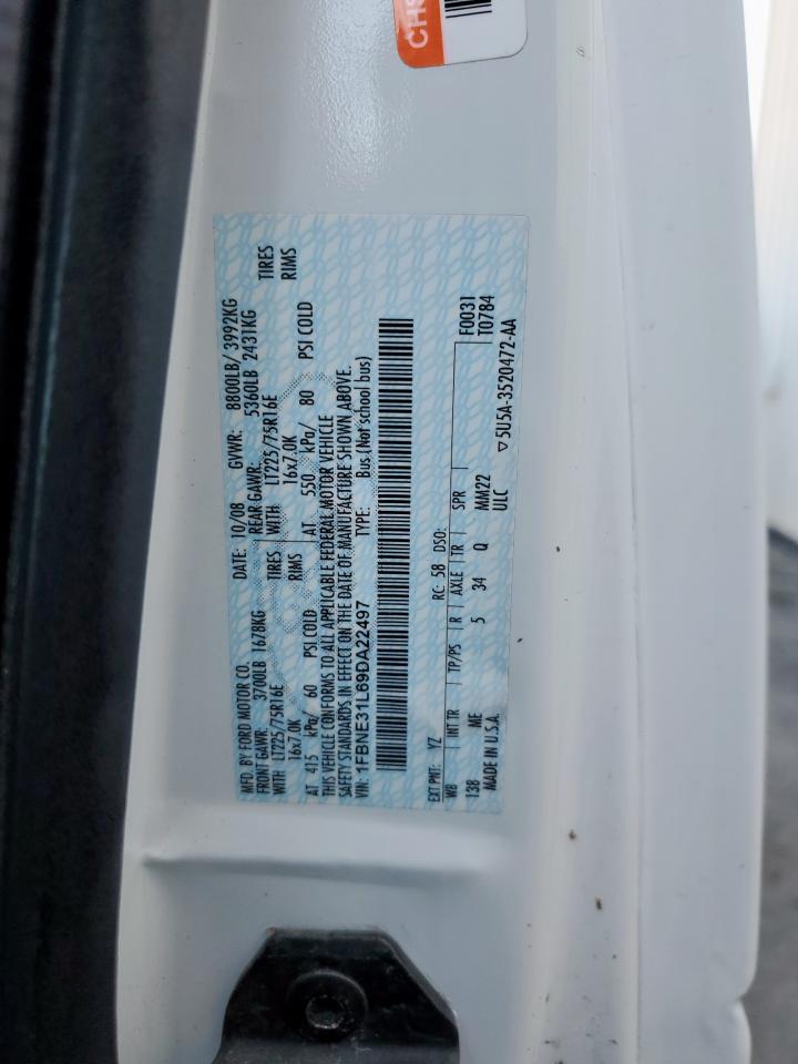 2009 Ford Econoline E350 Super Duty Wagon VIN: 1FBNE31L69DA22497 Lot: 92700865