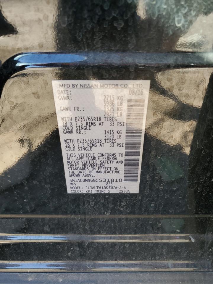 2016 Infiniti Qx60 VIN: 5N1AL0MN6GC531810 Lot: 92009035