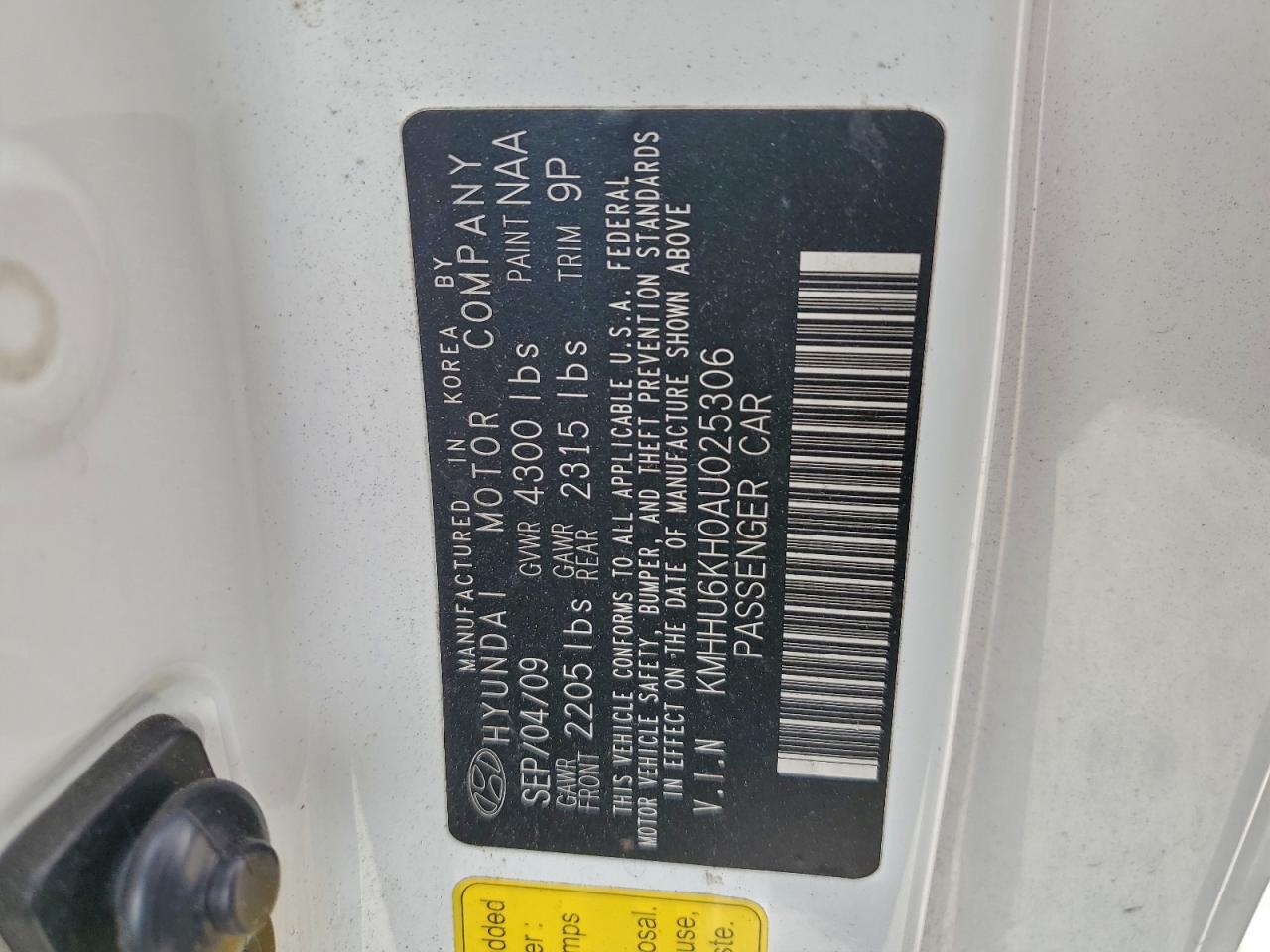 2010 Hyundai Genesis Coupe 3.8L VIN: KMHHU6KH0AU025306 Lot: 93696105