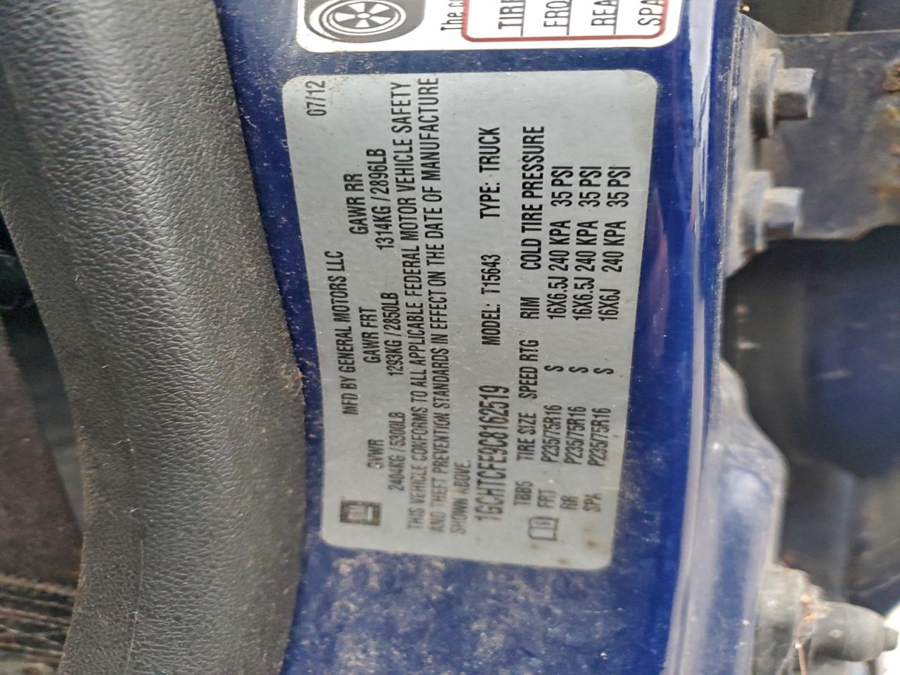 2012 Chevrolet Colorado Lt VIN: 1GCHTCFE9C8162519 Lot: 93842995