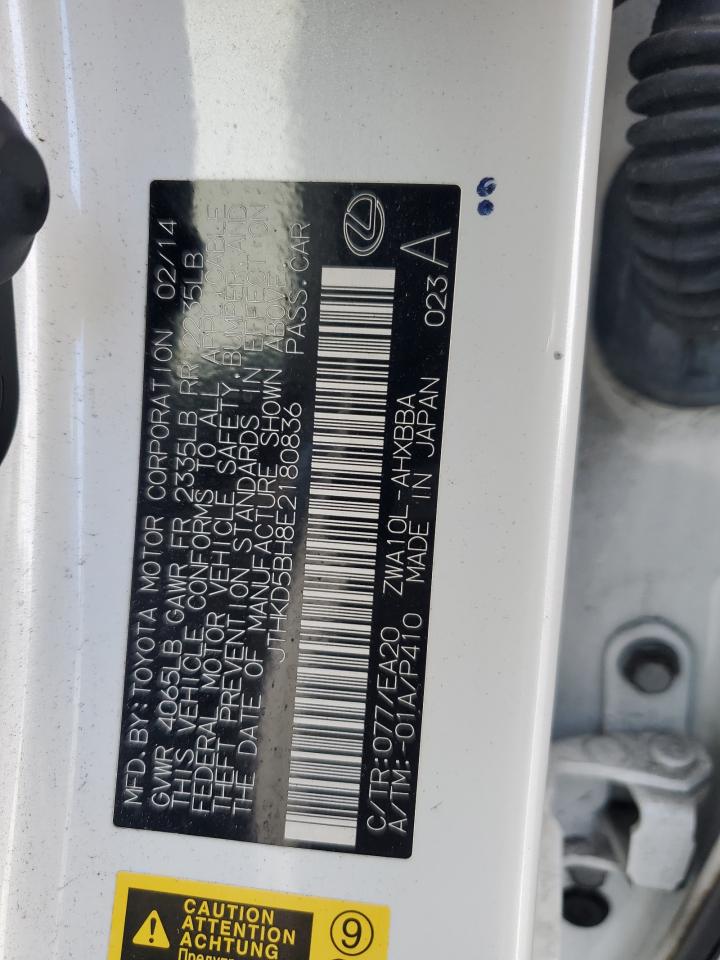 2014 Lexus Ct 200 VIN: JTHKD5BH8E2180836 Lot: 91230695