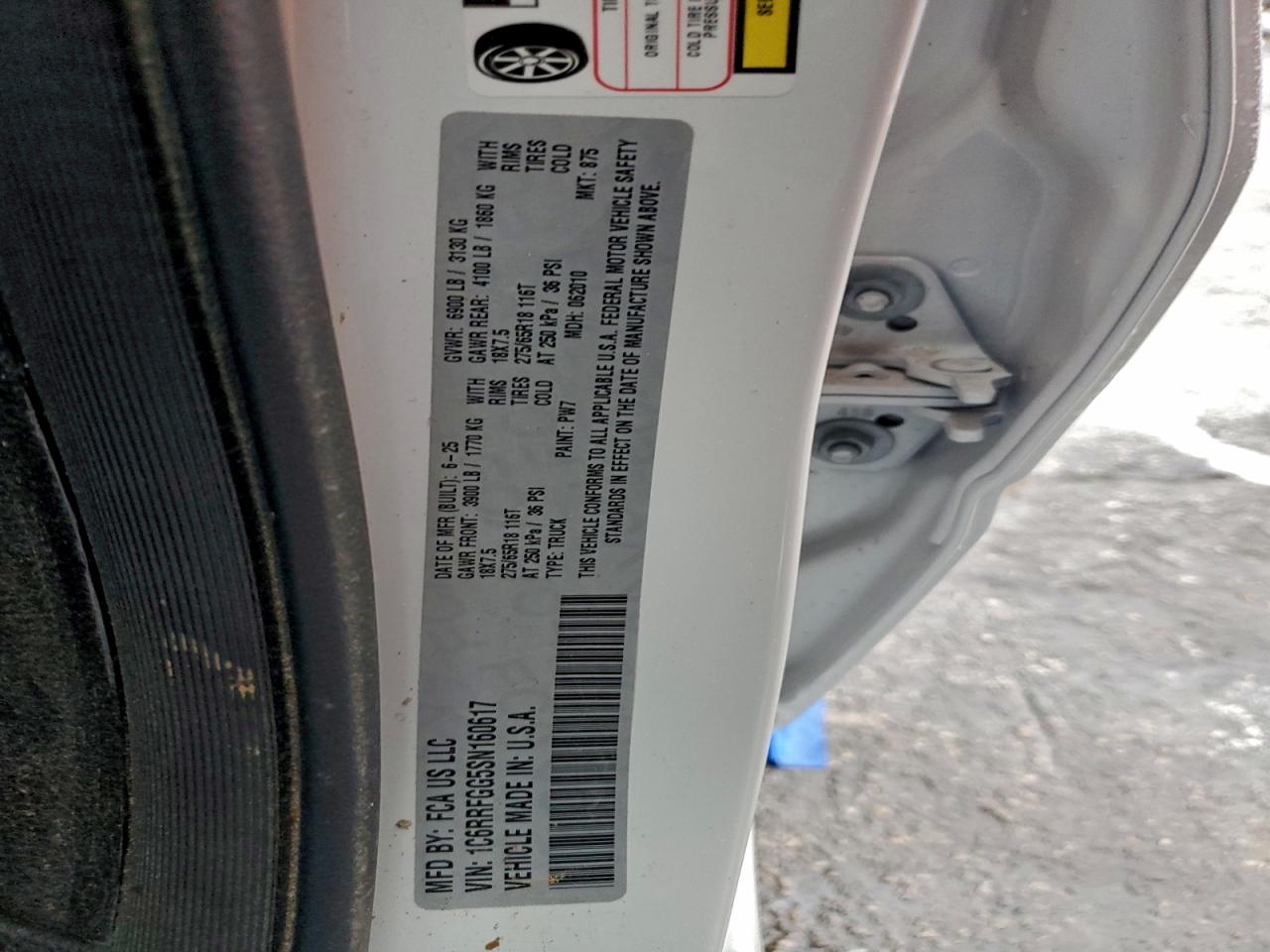 2025 Ram 1500 Tradesman VIN: 1C6RRFGG5SN160617 Lot: 93243635