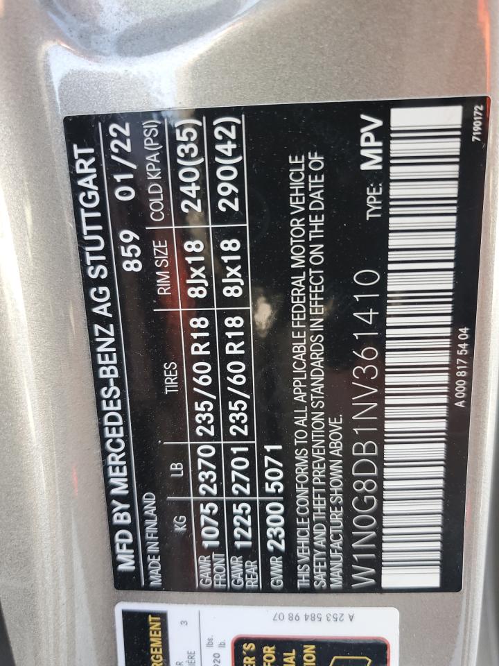 2022 Mercedes-Benz Glc 300 VIN: W1N0G8DB1NV361410 Lot: 93596145