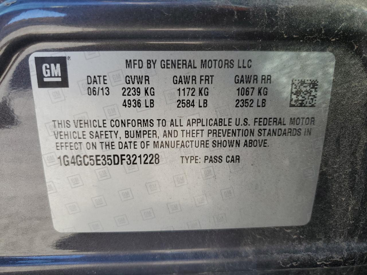 2013 Buick Lacrosse VIN: 1G4GC5E35DF321228 Lot: 91202145