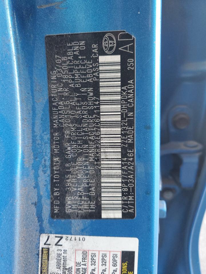 2007 Toyota Corolla Matrix Xr VIN: 2T1KR32E67C671147 Lot: 91838885