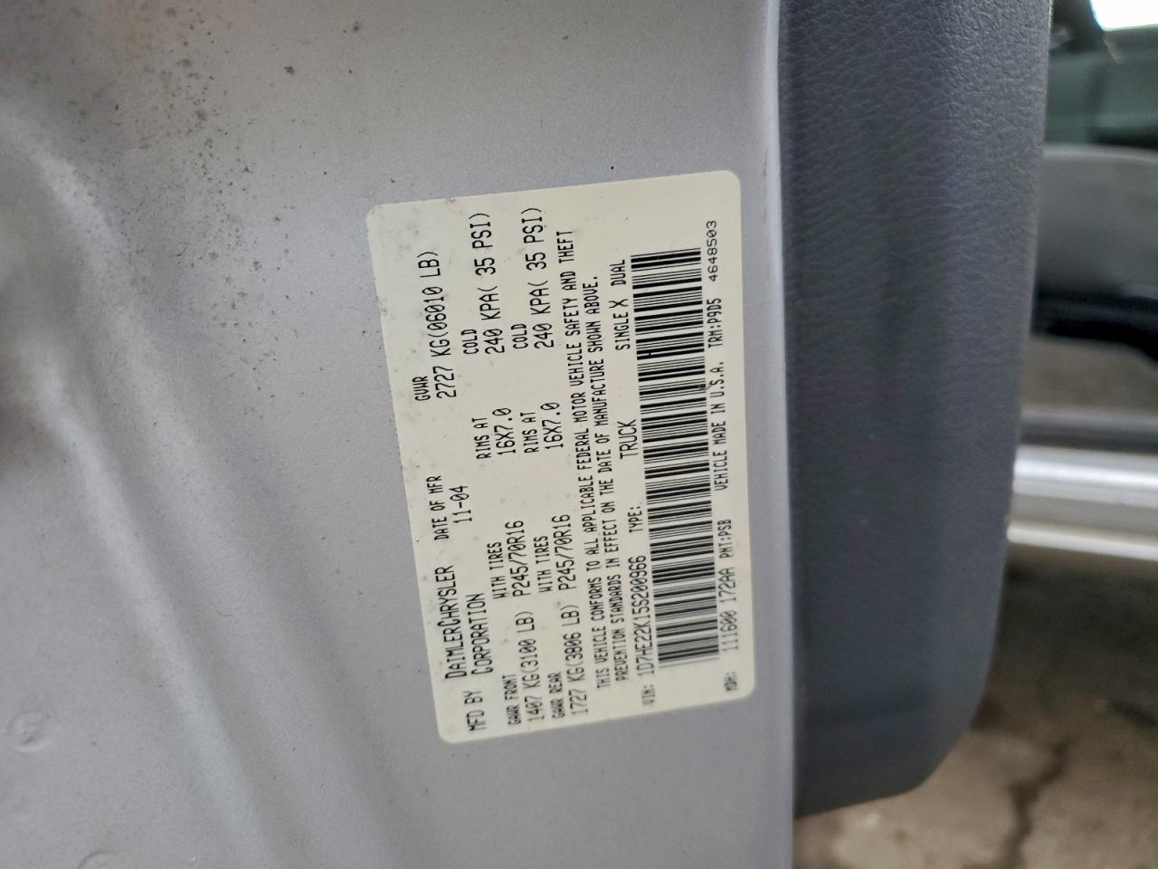 2005 Dodge Dakota St VIN: 1D7HE22K15S200966 Lot: 93929145