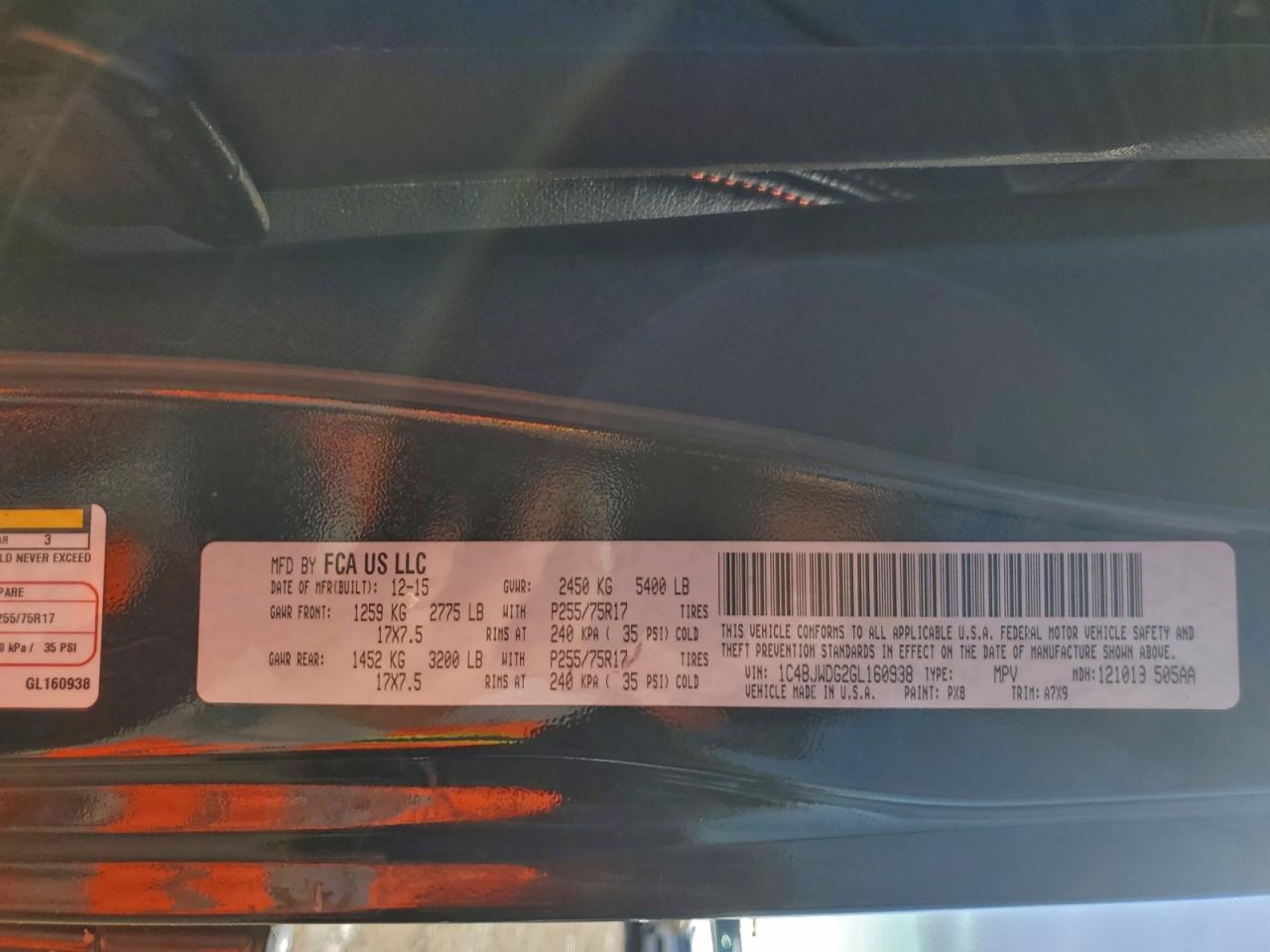 2016 Jeep Wrangler Unlimited Sport VIN: 1C4BJWDG2GL160938 Lot: 94094115