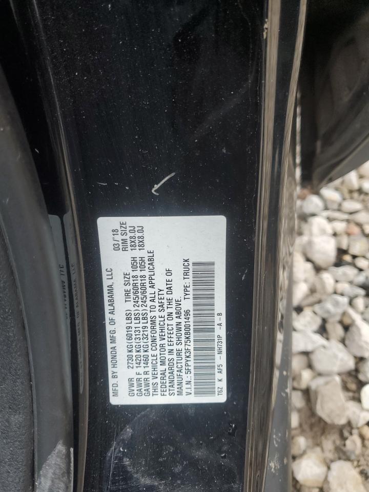 2019 Honda Ridgeline Rtl VIN: 5FPYK3F75KB001496 Lot: 93026355