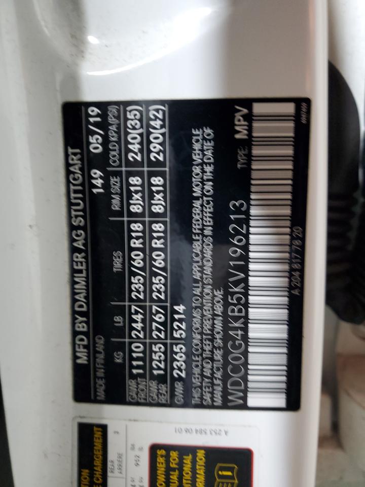 2019 Mercedes-Benz Glc 300 4Matic VIN: WDC0G4KB5KV196213 Lot: 93312405