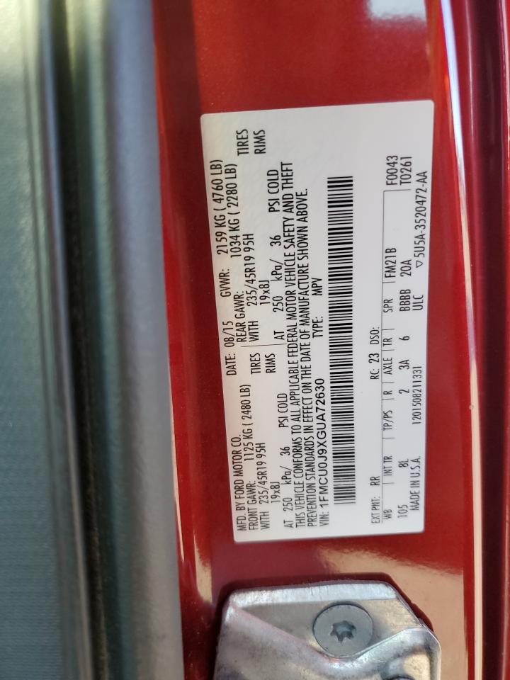 2016 Ford Escape Titanium VIN: 1FMCU0J9XGUA72630 Lot: 91603135