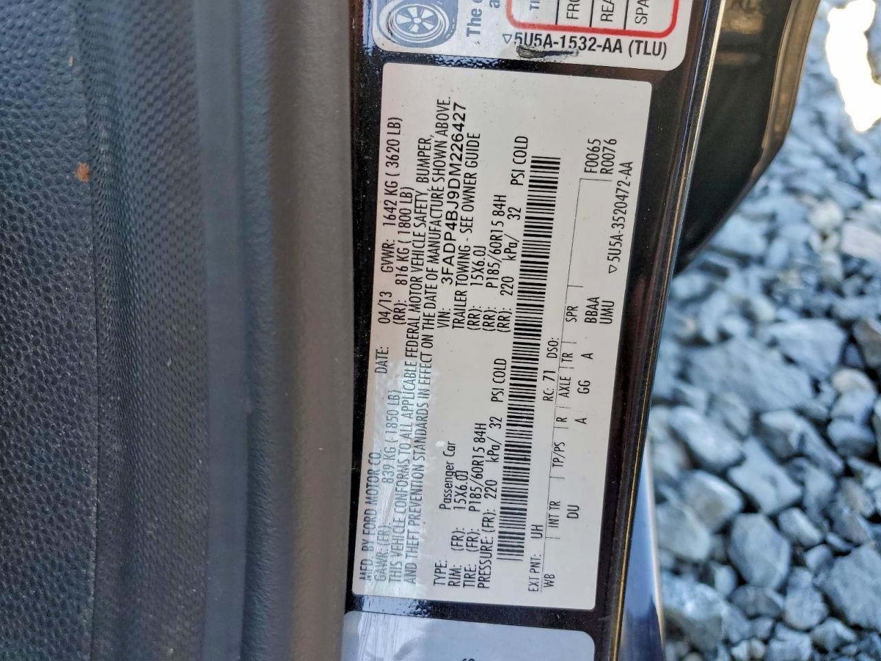 2013 Ford Fiesta Se VIN: 3FADP4BJ9DM226427 Lot: 93968875