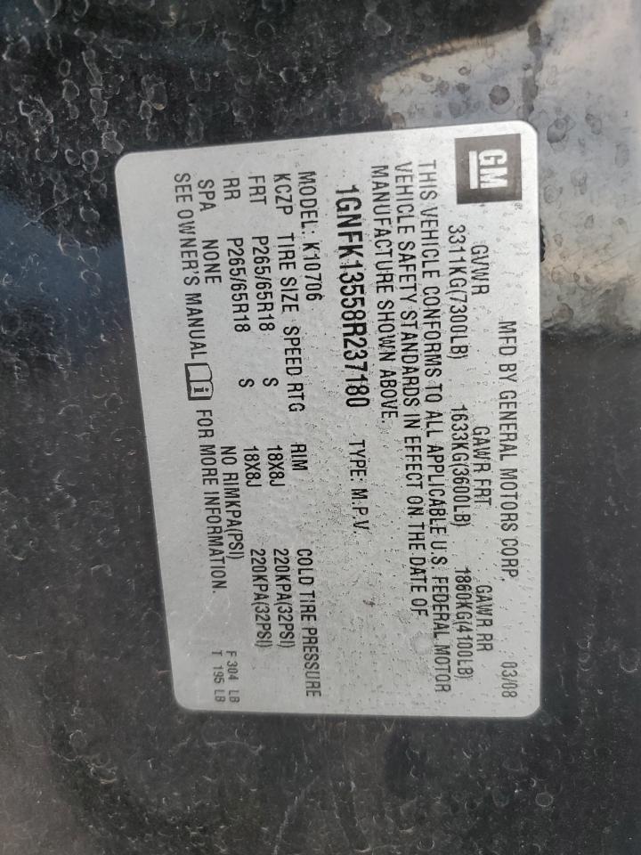 2008 Chevrolet Tahoe K1500 Hybrid VIN: 1GNFK13558R237180 Lot: 92270675