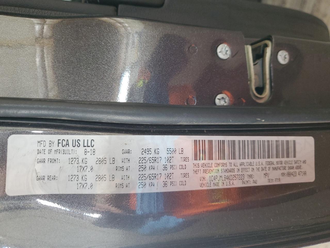 2019 Jeep Cherokee Latitude Plus VIN: 1C4PJMLB4KD257223 Lot: 91868975