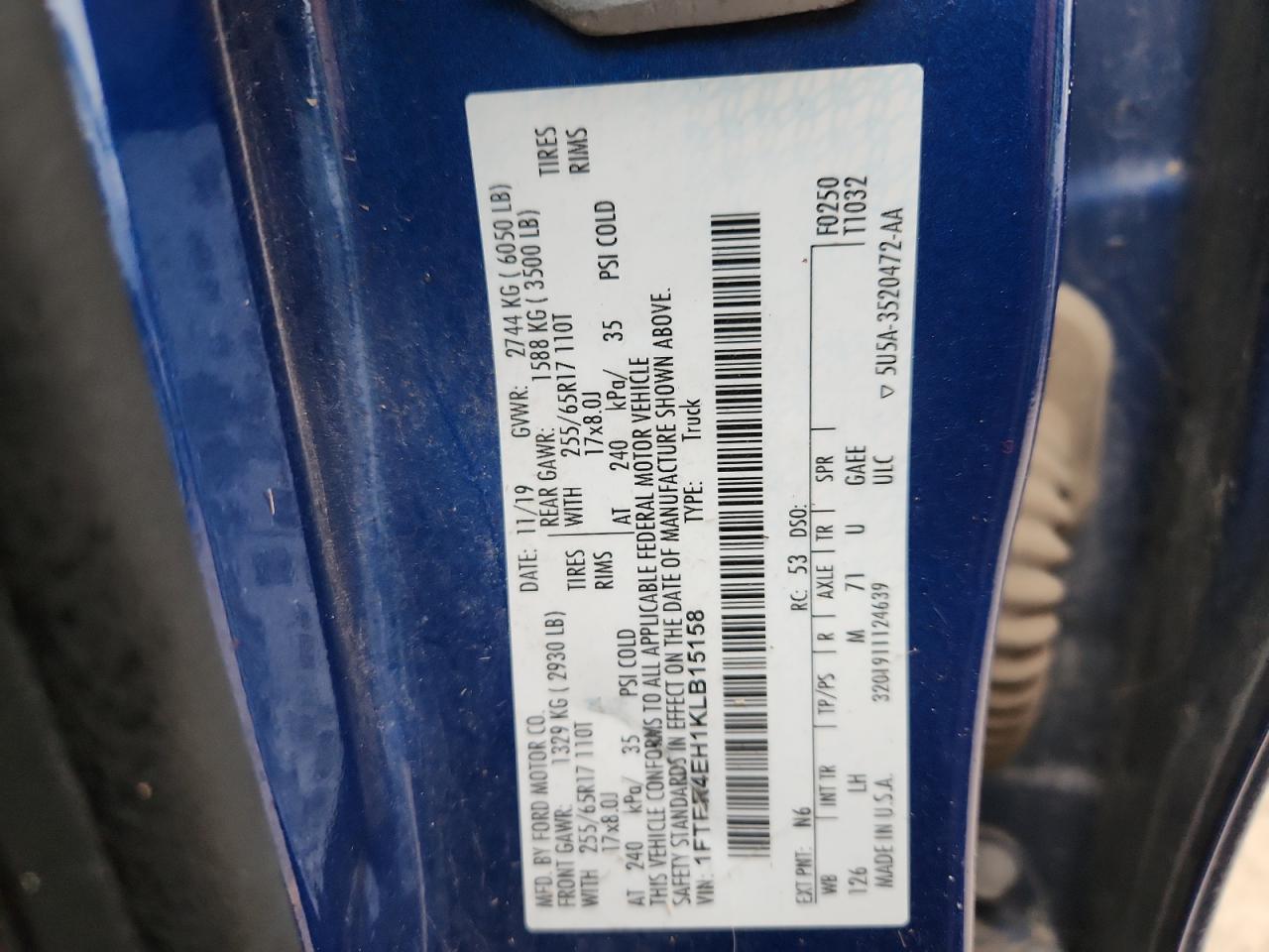 2019 Ford Ranger Xl VIN: 1FTER4EH1KLB15158 Lot: 93528375