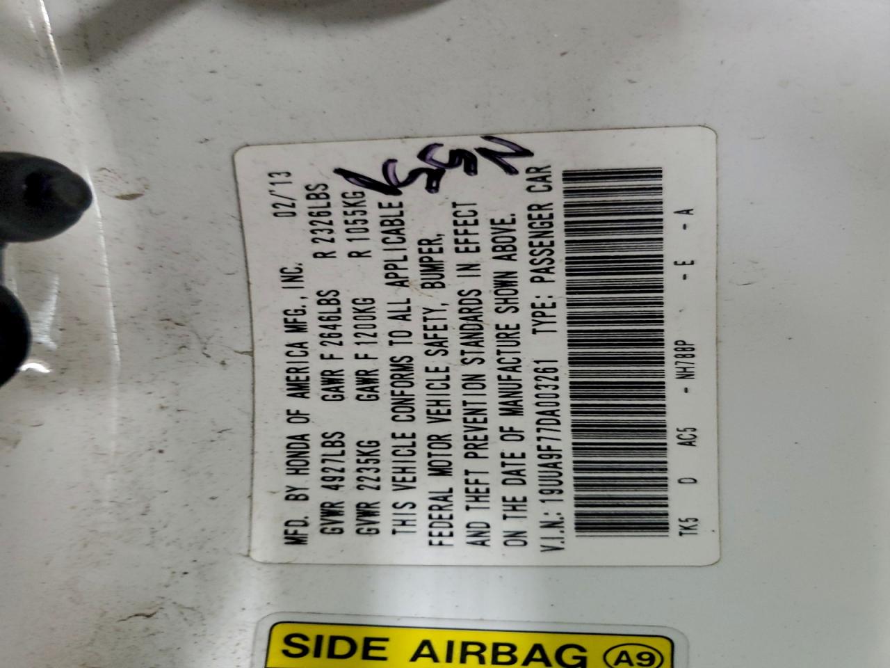 2013 Acura Tl Advance VIN: 19UUA9F77DA003261 Lot: 94354425