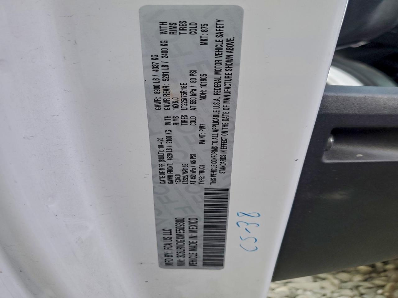 2021 Ram Promaster 2500 2500 High VIN: 3C6LRVDGXME509380 Lot: 94515335