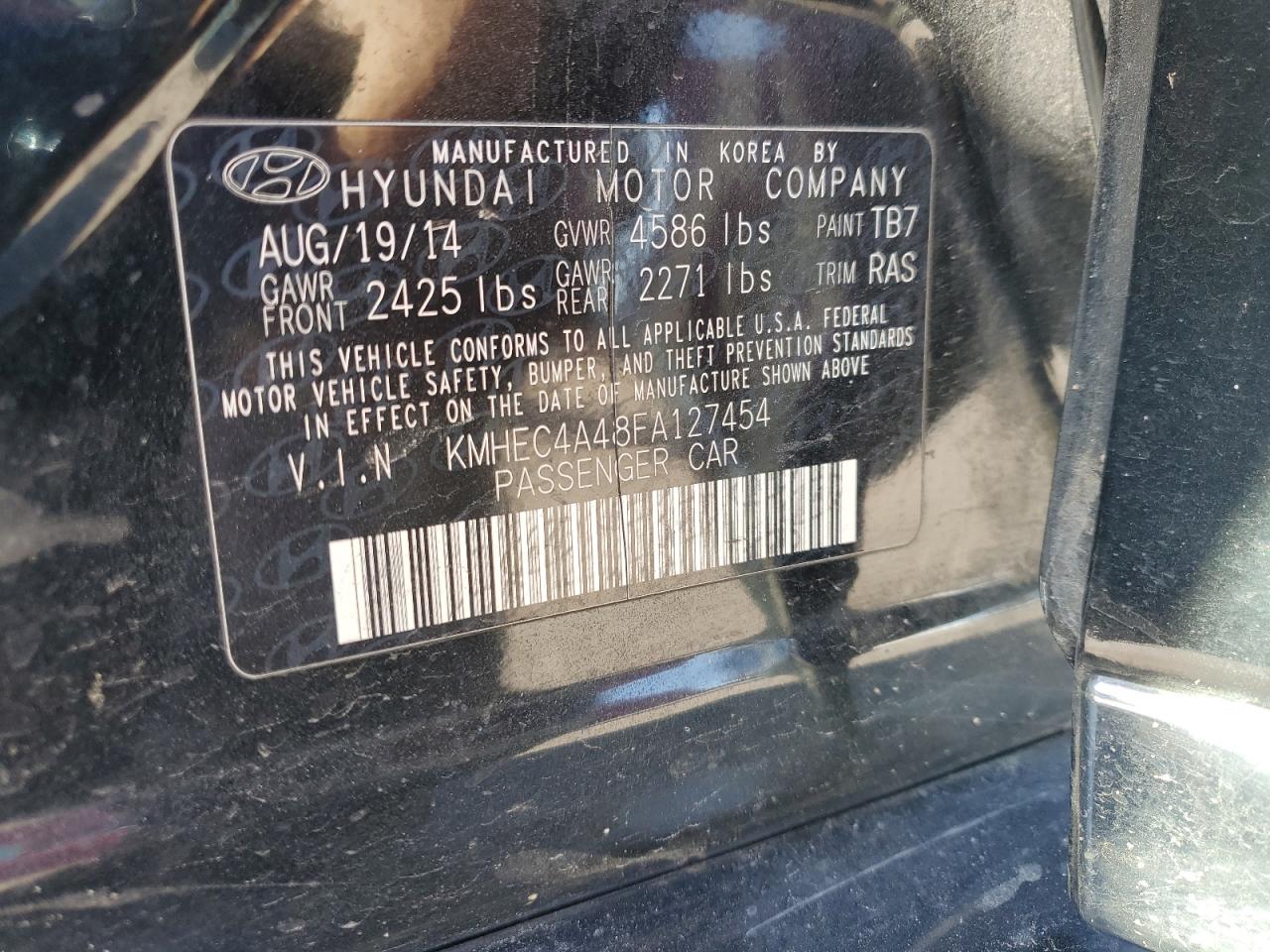 2015 Hyundai Sonata Hybrid VIN: KMHEC4A48FA127454 Lot: 91977255