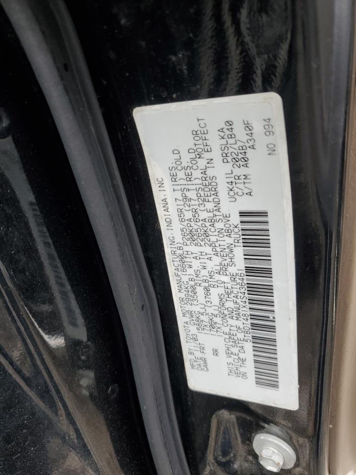 2004 Toyota Tundra Double Cab Limited VIN: 5TBDT481X4S436461 Lot: 90935565