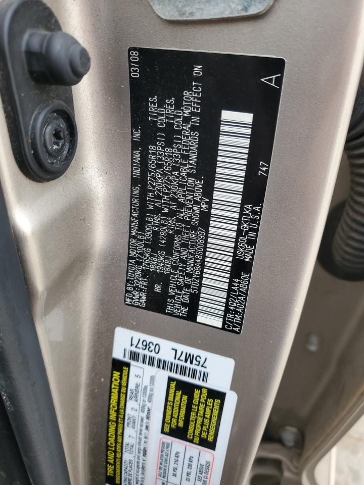 2008 Toyota Sequoia Limited VIN: 5TDZY68A48S008997 Lot: 93231815