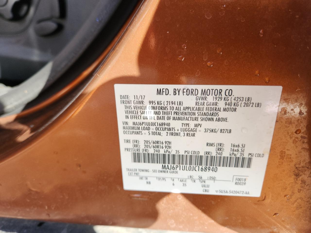 2018 Ford Ecosport Se VIN: MAJ6P1UL0JC168940 Lot: 89701245