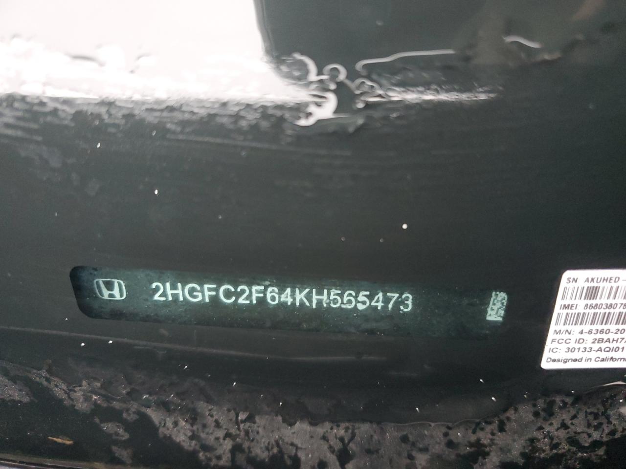 2019 Honda Civic Lx VIN: 2HGFC2F64KH565473 Lot: 91863075