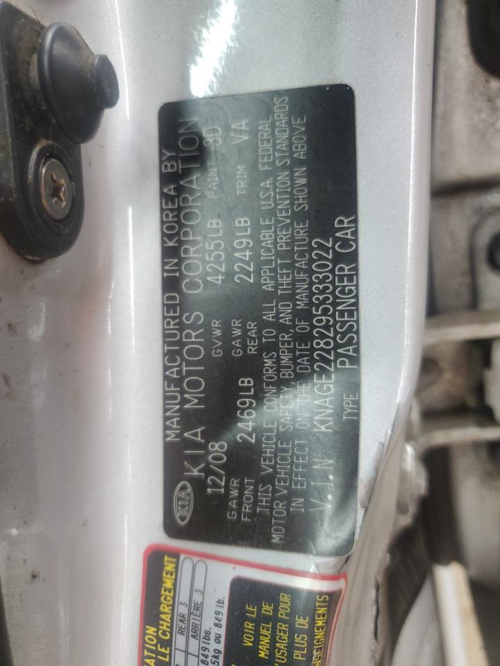 2009 Kia Optima Lx VIN: KNAGE228295333022 Lot: 91055965