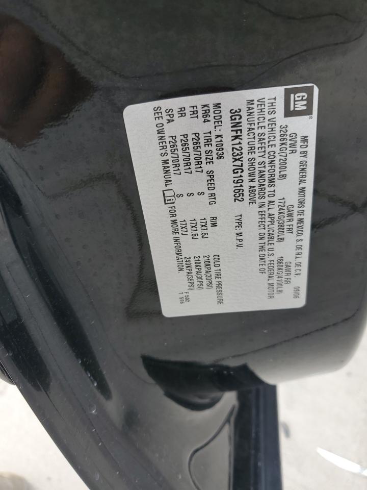 2007 Chevrolet Avalanche K1500 VIN: 3GNFK123X7G191652 Lot: 93494985