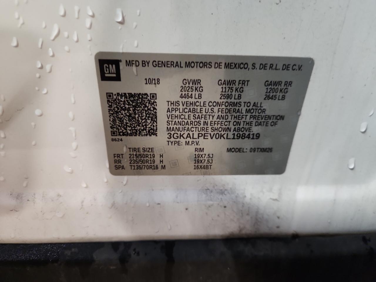 2019 GMC Terrain Slt VIN: 3GKALPEV0KL198419 Lot: 92936615