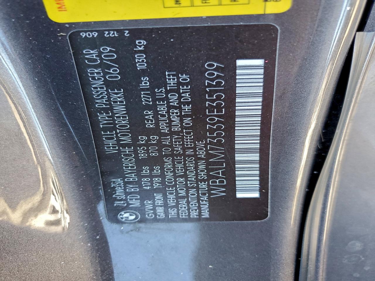 2009 BMW Z4 Sdrive35I VIN: WBALM73539E351399 Lot: 93992515