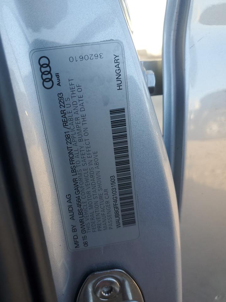 2016 Audi A3 Premium VIN: WAUB8GFF4G1031503 Lot: 92608155