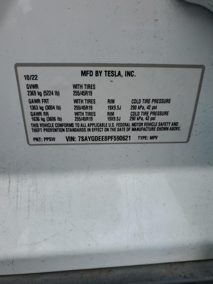 2023 Tesla Model Y VIN: 7SAYGDEE8PF590621 Lot: 92131195
