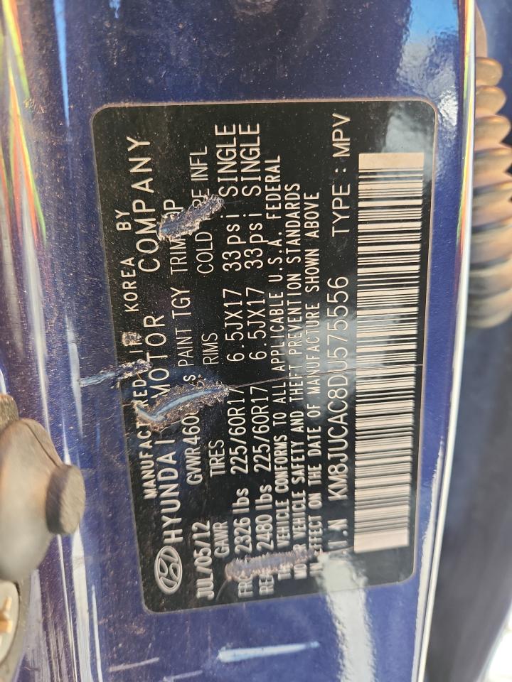 2013 Hyundai Tucson Gls VIN: KM8JUCAC8DU575556 Lot: 91616125