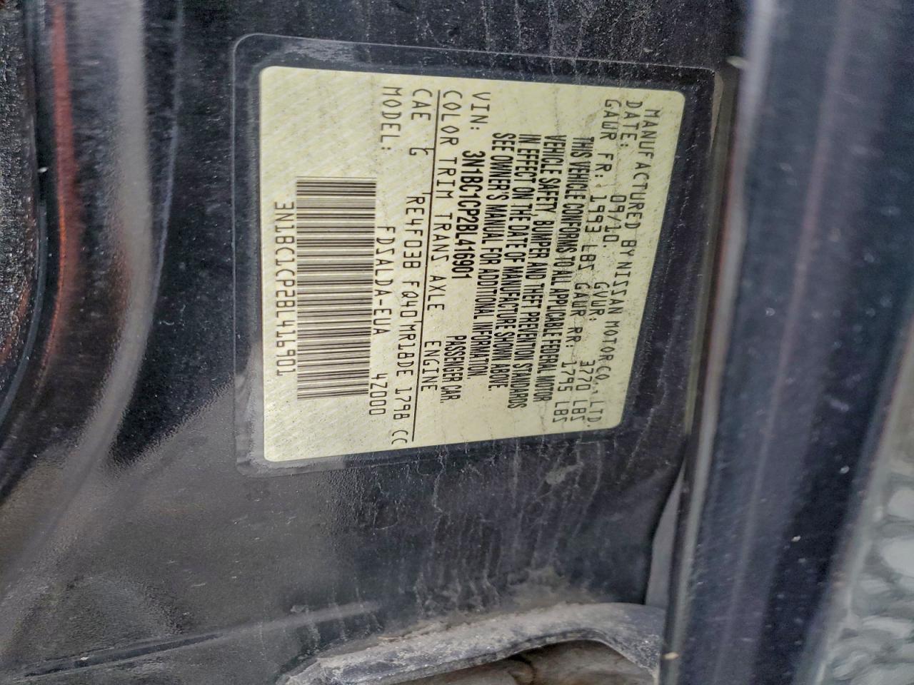 2011 Nissan Versa S VIN: 3N1BC1CP2BL416901 Lot: 94132875