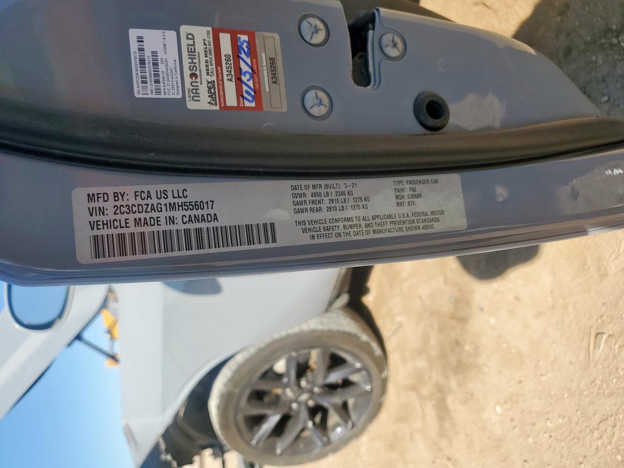 2021 Dodge Challenger Sxt VIN: 2C3CDZAG1MH556017 Lot: 92019385