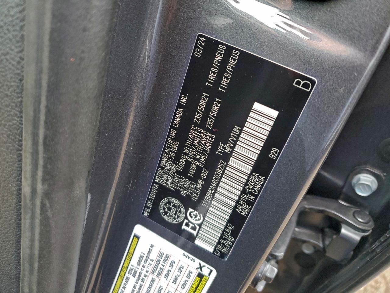 2024 Lexus Rx 350H Base VIN: 2T2BBMCA4RC039252 Lot: 93836455