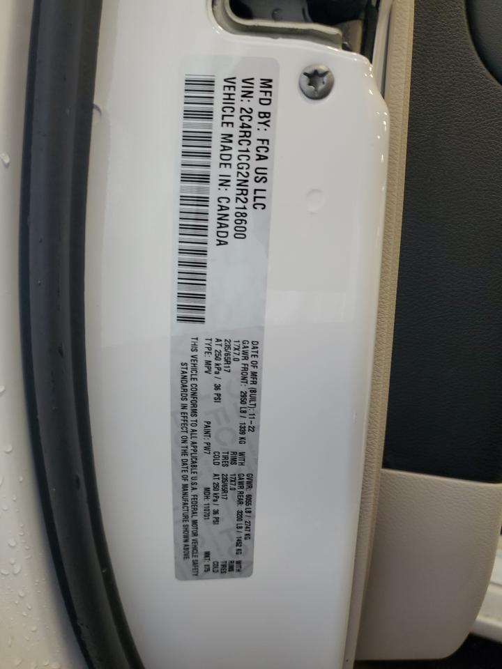 2022 Chrysler Voyager Lx VIN: 2C4RC1CG2NR218600 Lot: 92138905