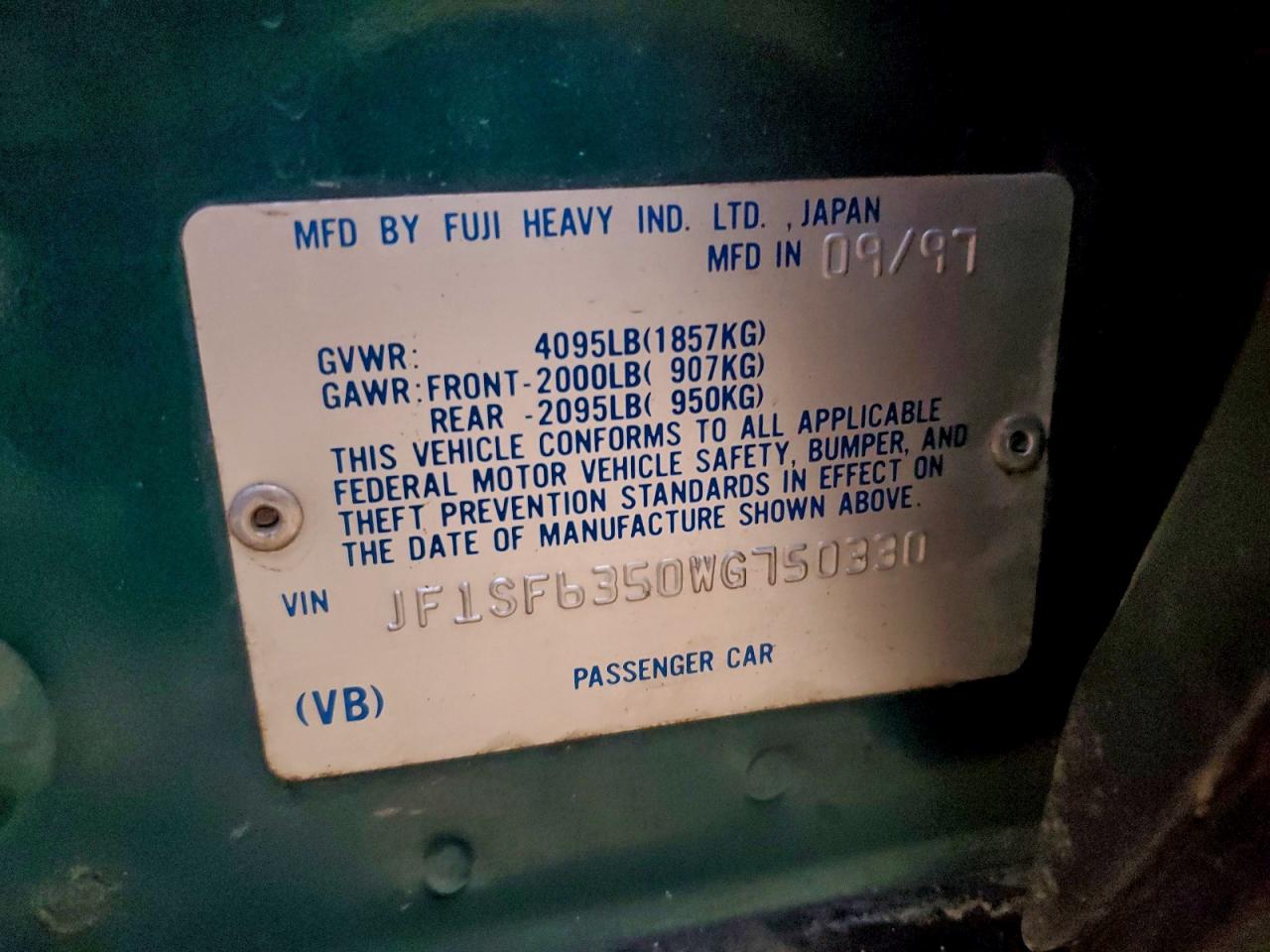 1998 Subaru Forester L VIN: JF1SF6350WG750330 Lot: 93550415