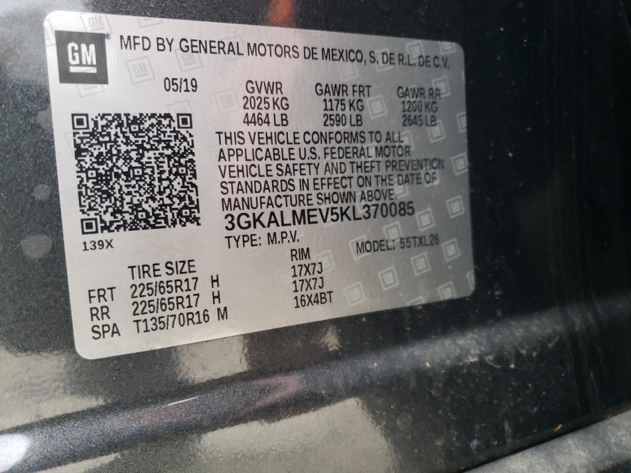 2019 GMC Terrain Sle VIN: 3GKALMEV5KL370085 Lot: 93287105